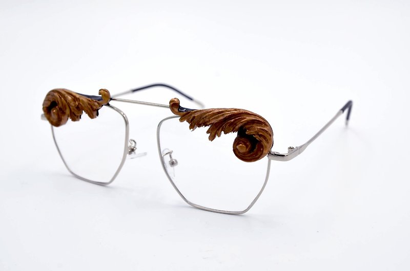 啡金色幻彩巴洛克雕花金丝平光眼镜 高质高清通透塑料镜片  - 眼镜/眼镜框 - 其他金属 金色