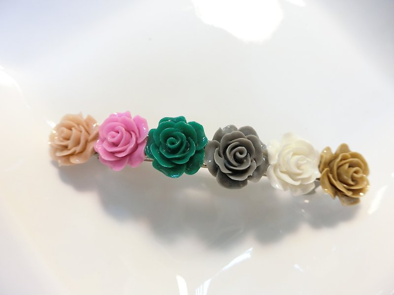 花儿系列-秘密花园细长弹簧夹 - 发饰 - 其他材质 多色
