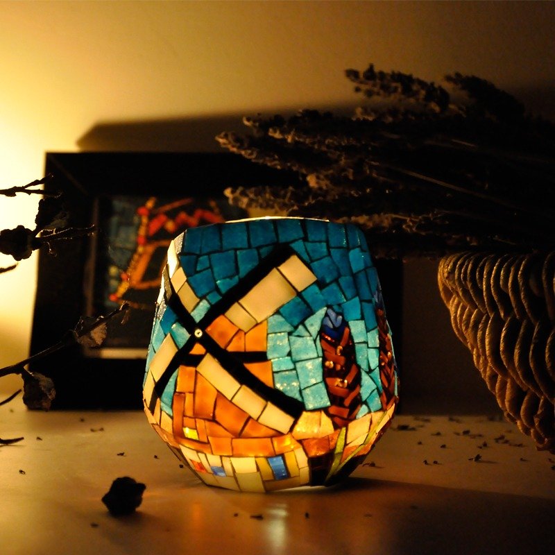 普羅旺斯薰衣草燭臺 手工製作馬賽克彩色玻璃燭臺 浪漫情人節禮物 - 蜡烛/烛台 - 玻璃 