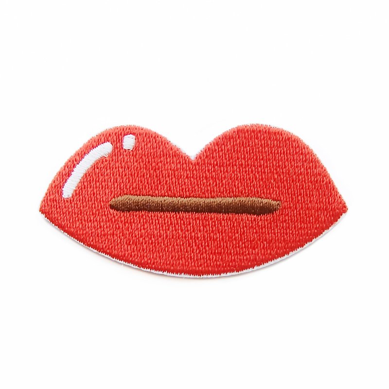 Pukpik lip - embroidered patch - 徽章/别针 - 绣线 红色