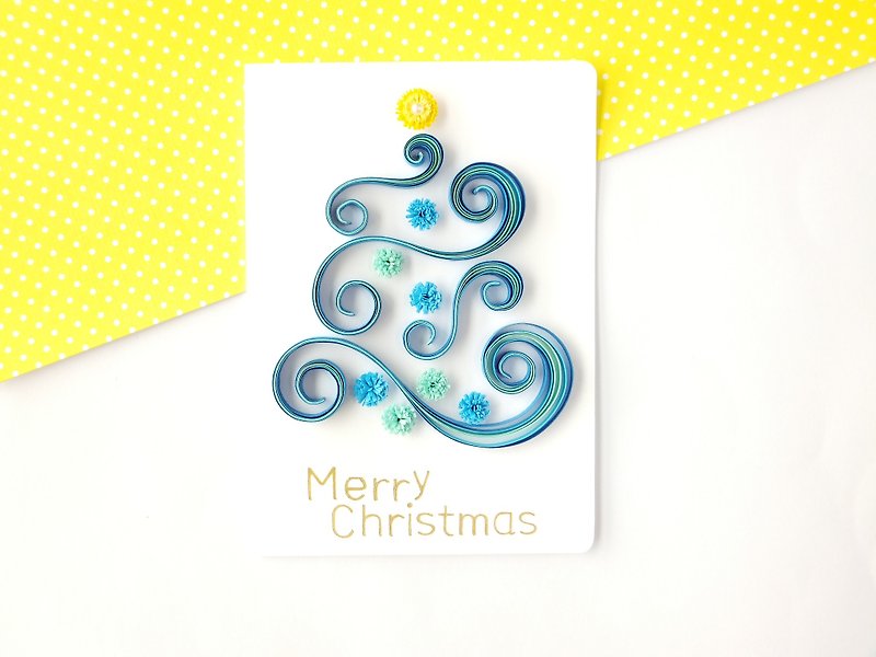 手作卷纸卡片-圣诞树 - 卡片/明信片 - 纸 蓝色