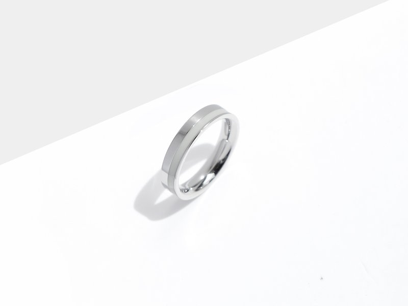 Fusion 钛钢戒指 | 银 x 灰 | 定制刻字 - 戒指 - 不锈钢 银色