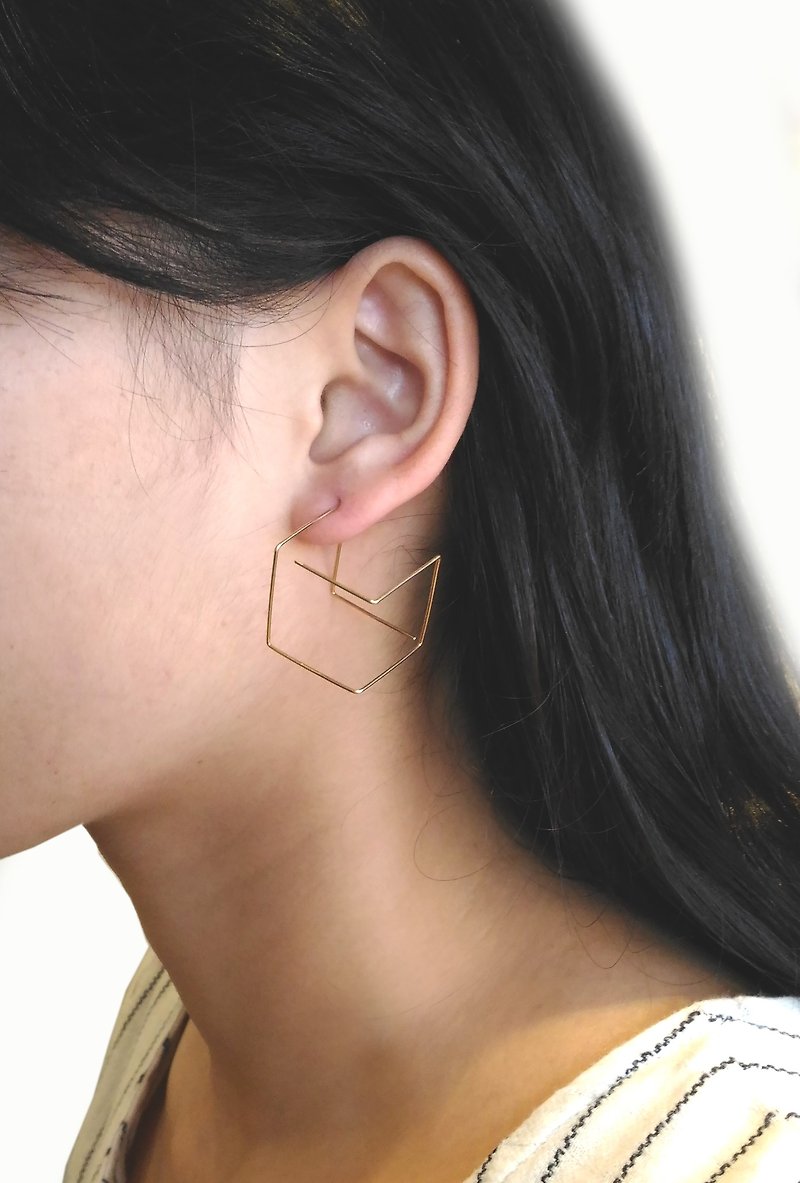 轻耳饰  纯银耳环 大方块 一对耳环 设计师手工银饰 - 耳环/耳夹 - 纯银 