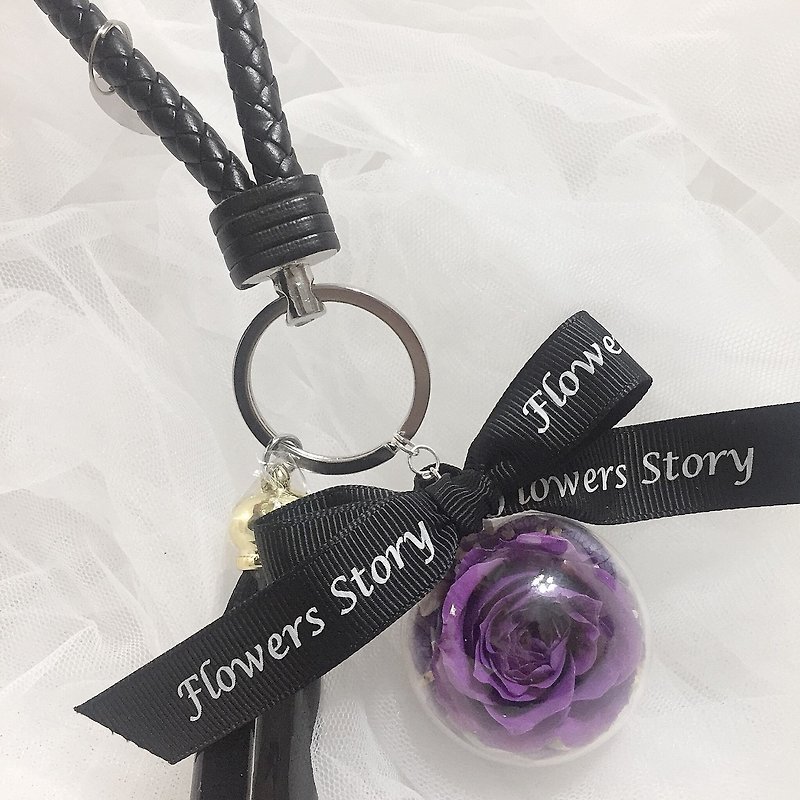 永生玫瑰钥匙圈-黑紫配色 - 钥匙链/钥匙包 - 植物．花 