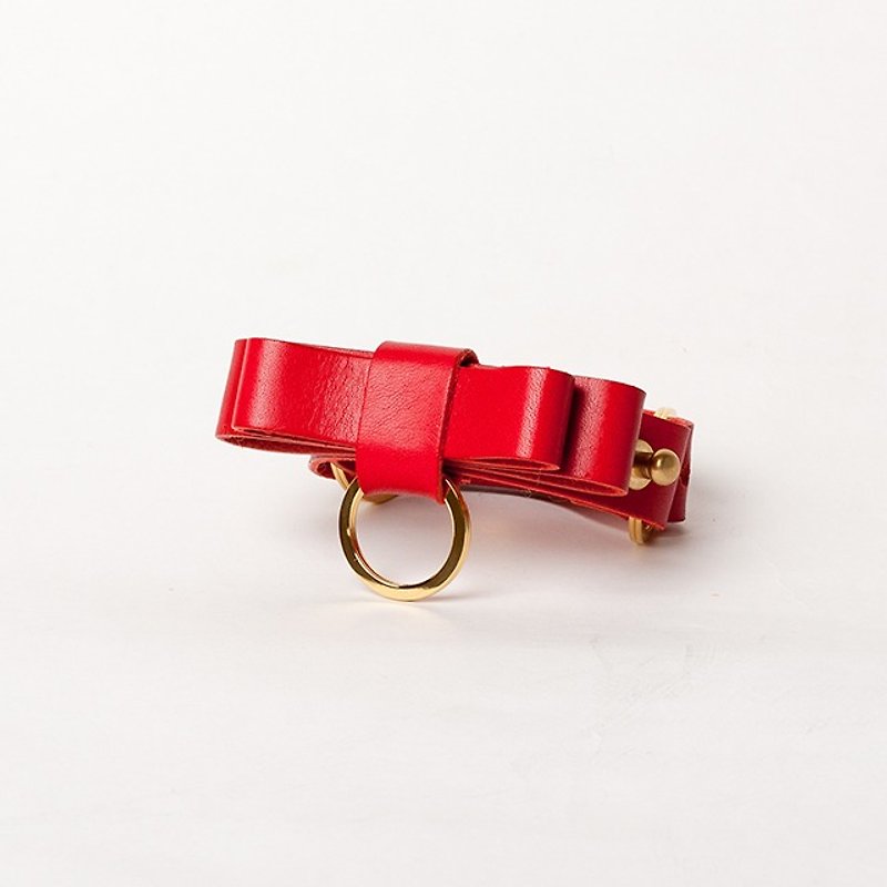 REAL LEATHER BOW BRACELET  --  RED - 手链/手环 - 真皮 红色