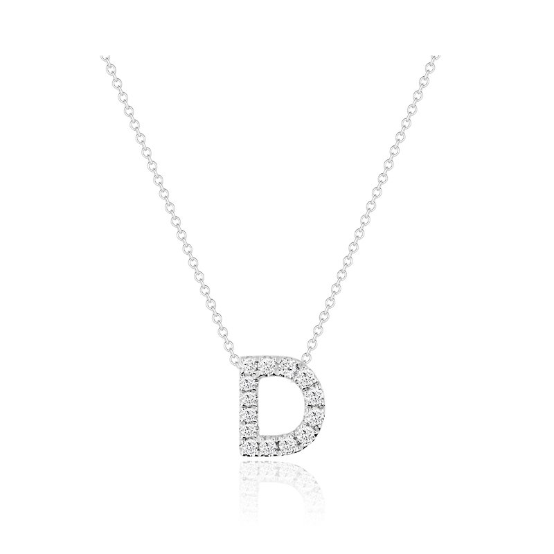 D - Alphabet Necklace | 14K金真钻项链 - 项链 - 钻石 