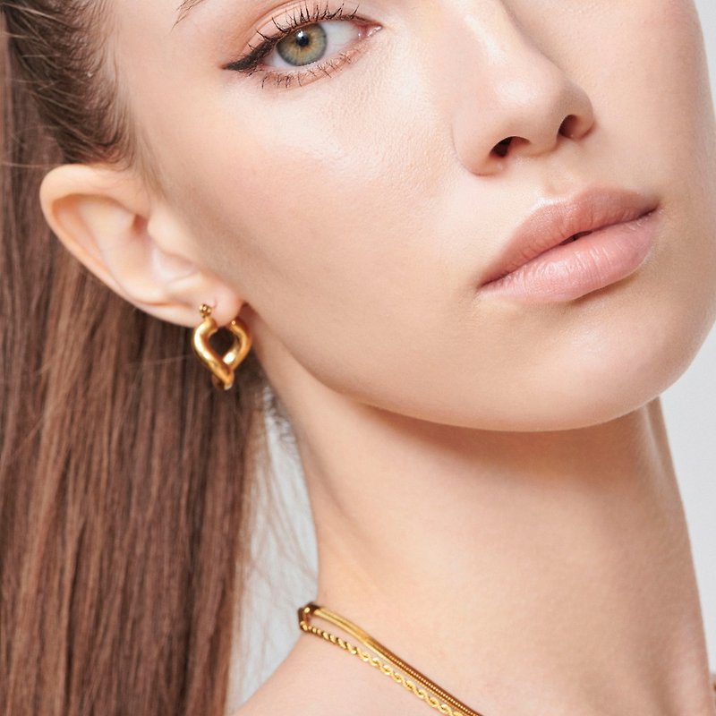 黎明女神设计款耳扣 - 耳环/耳夹 - 不锈钢 金色
