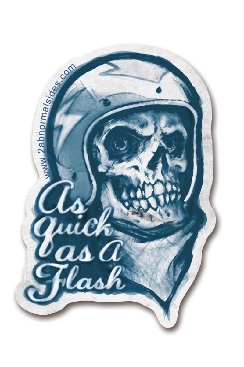 Helmet Skull 2AS Brand Sticker 安全帽骷髅2AS品牌防水抗UV贴纸 - 贴纸 - 纸 蓝色