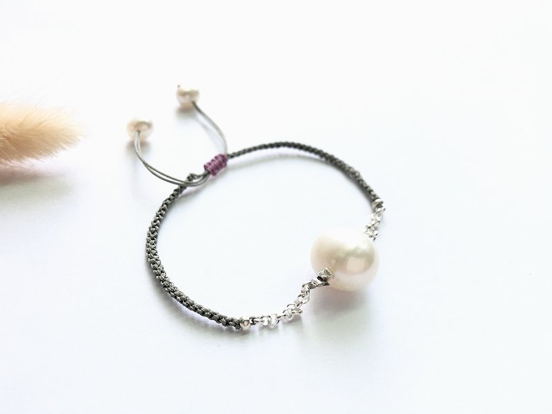 Ops Silver  Pearl lucky bracelet-珍珠/天然/银链/抽绳/优雅/ - 手链/手环 - 其他金属 灰色