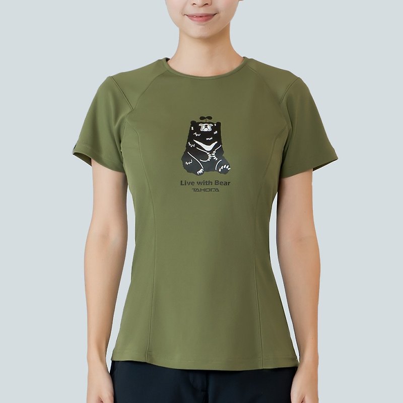 Ogle 环保机能短袖印花系列-台湾黑熊 女款 两色 - 女装 T 恤 - 环保材料 绿色