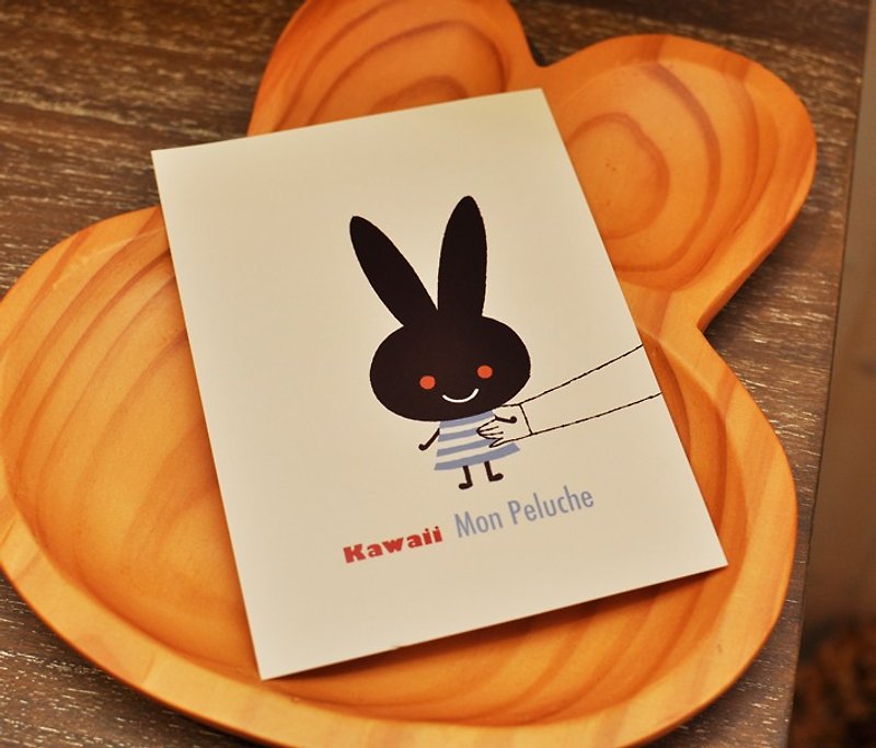 【加藤真治】MON PELUCHE系列可爱黑兔JIJI 明信片/万用卡片★ - 卡片/明信片 - 纸 白色