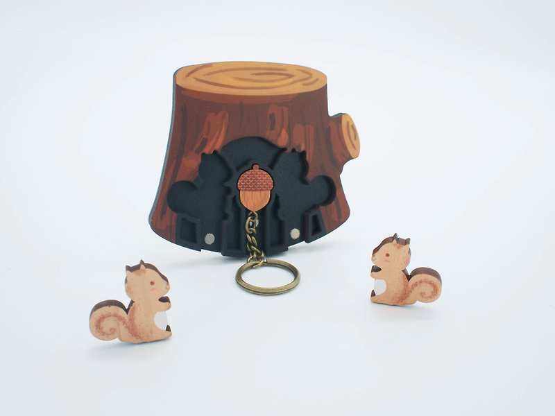 【情人节礼物】Key House 松鼠 定制化礼物 壁挂 收纳  520礼物 - 收纳用品 - 木头 咖啡色