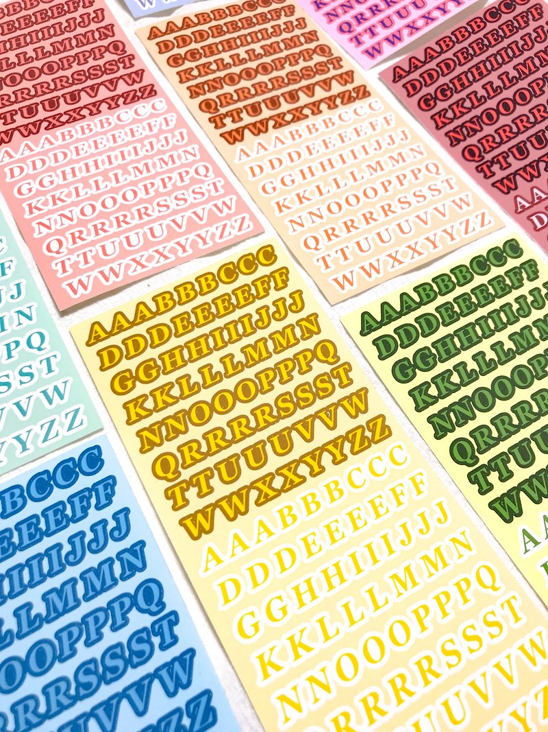 Pinkoi独家 复古字母贴纸套装 一套15色 - 贴纸 - 其他材质 多色
