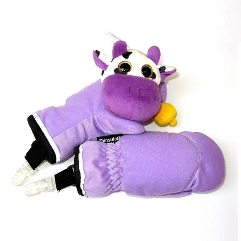 【圣诞新年礼物】儿童俏皮3M新雪丽抗菌手套附乳牛玩偶 - 手链/手环 - 聚酯纤维 紫色