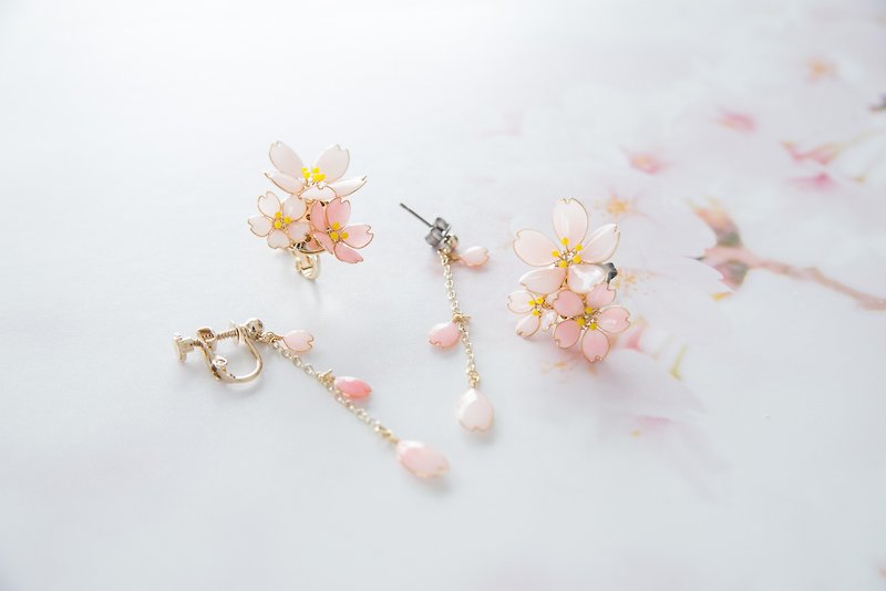 【桜】春を着飾るアクセサリー - 耳环/耳夹 - 树脂 