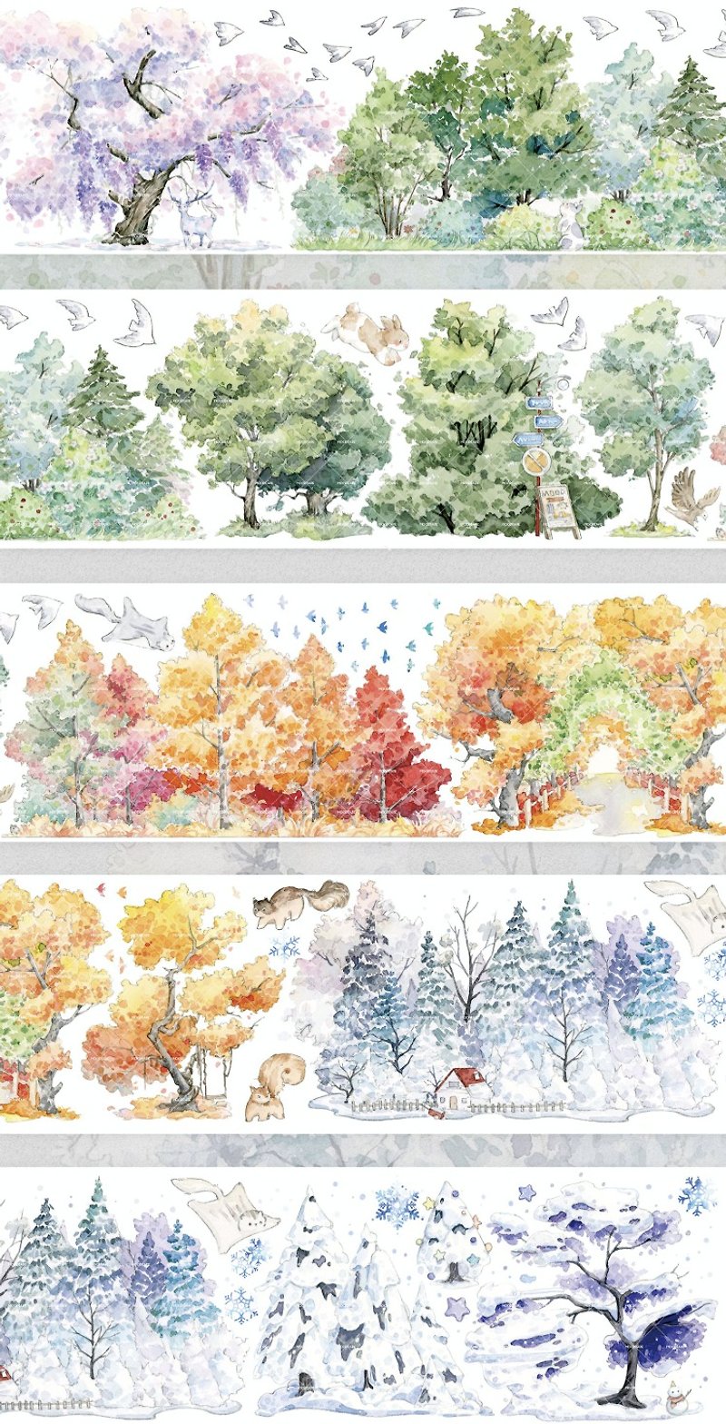 四季树林 造景 PET 和紙膠帶 10米卷 - 纸胶带 - 其他材质 多色