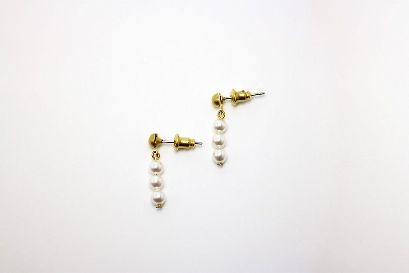 小珍珠 施华洛世奇水晶珍珠造型耳环 - 耳环/耳夹 - 宝石 白色