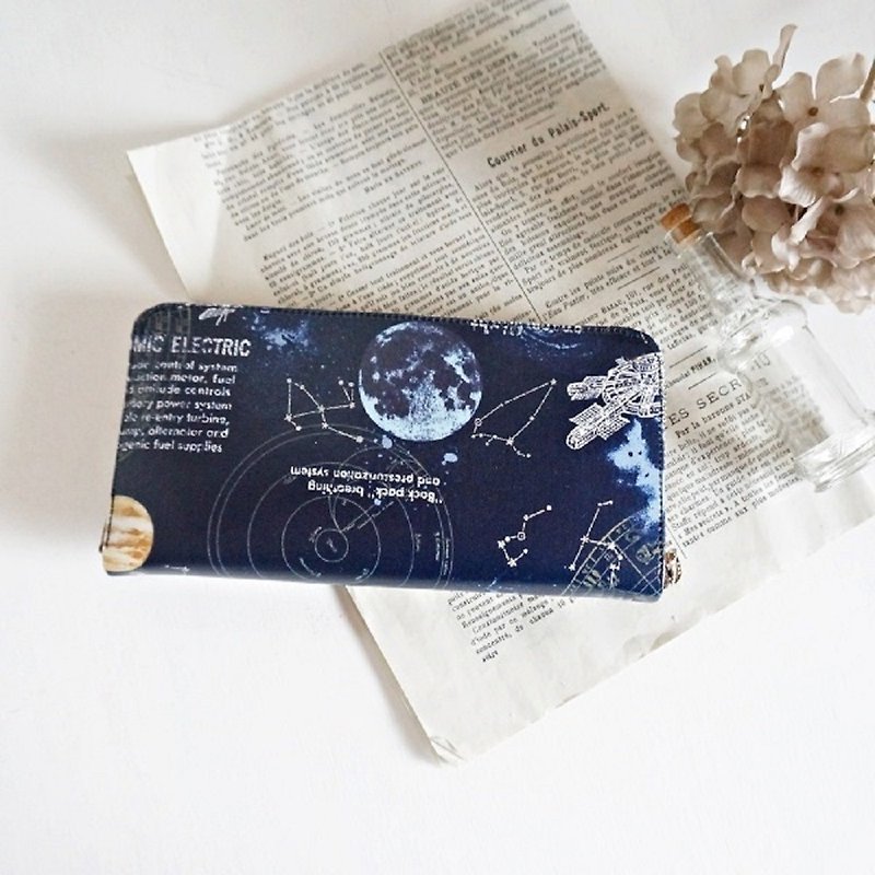ラネタリウム【月と惑星】ラウンドファスナー長財布 宇宙 - 皮夹/钱包 - 其他材质 蓝色