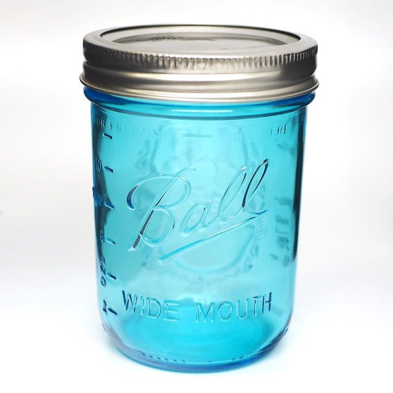 Ball Mason Jars - Ball梅森罐 16oz 蓝色宽口罐 - 酒杯/酒器 - 玻璃 