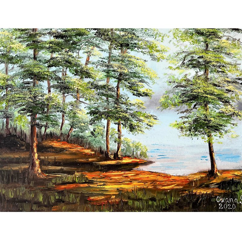树木绘画风景原创艺术海岸艺术品 30x40 厘米/ 12x16 英寸 - 海报/装饰画/版画 - 棉．麻 多色