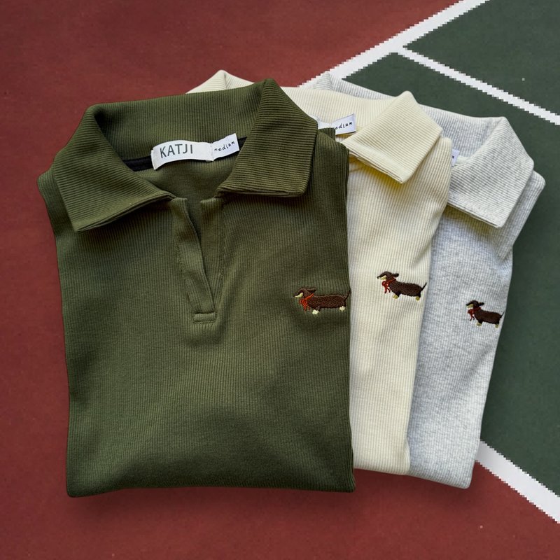 刺绣 Polo Cropped : Green 緑 - 女装 T 恤 - 其他材质 绿色