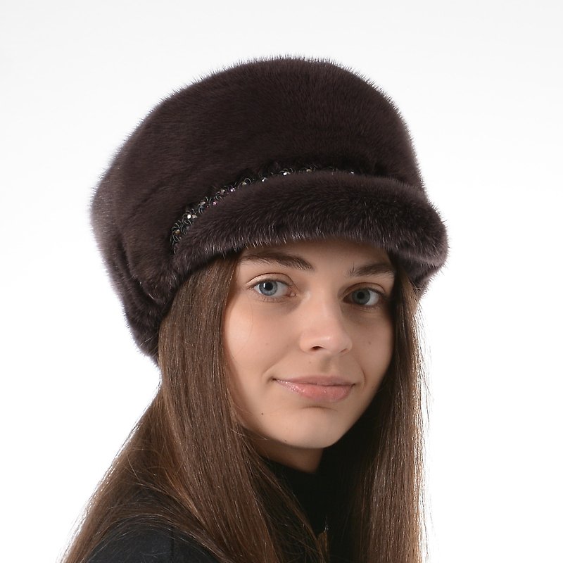 女款奢华毛皮帽子 100% 真正天然水貂毛冬帽 - 帽子 - 其他材质 多色