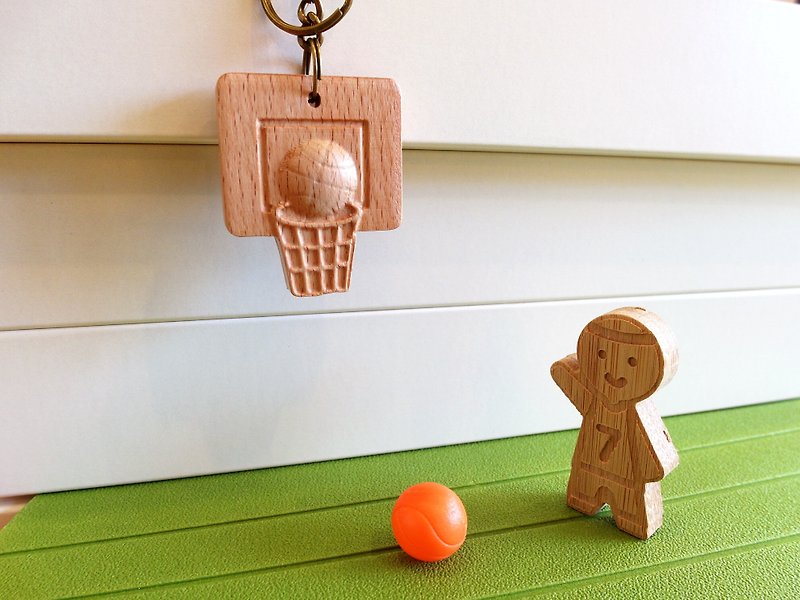 台湾加油 篮球basketball 定制原木钥匙圈/吊饰 - 钥匙链/钥匙包 - 木头 咖啡色