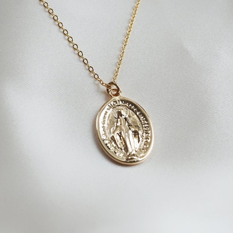 复古圣母㰐圆形硬币项链 - 欧美项链 - 金色项链 - 硬币项链 - 项链 - 其他金属 金色