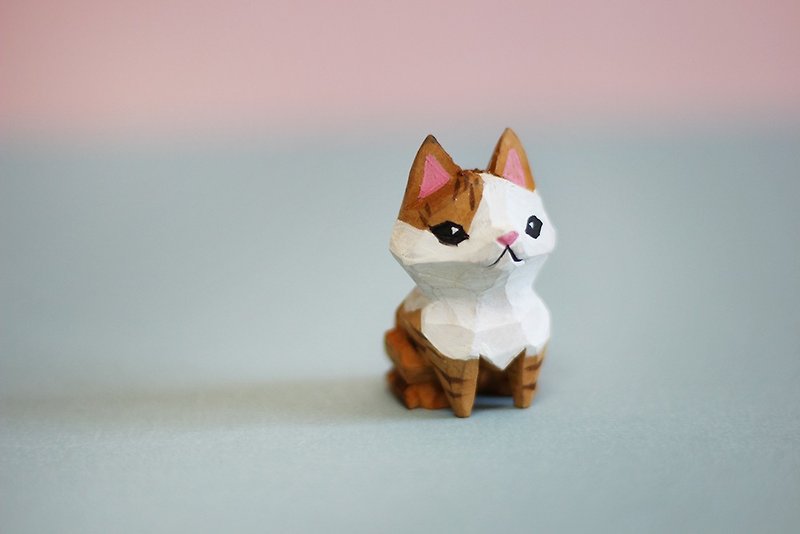 台湾米克斯犬猫小木雕摆饰－黑狗/白狗/黄狗/橘猫/灰猫/奔驰猫 - 摆饰 - 木头 白色