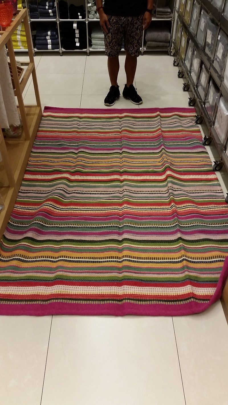 进口手工编织羊毛墨西哥彩虹厚地毯 - 被子/毛毯 - 羊毛 多色