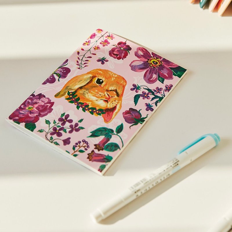 7321 Design 娜塔莉项目随身笔记本-牡丹与兔,73D73815 - 笔记本/手帐 - 纸 粉红色