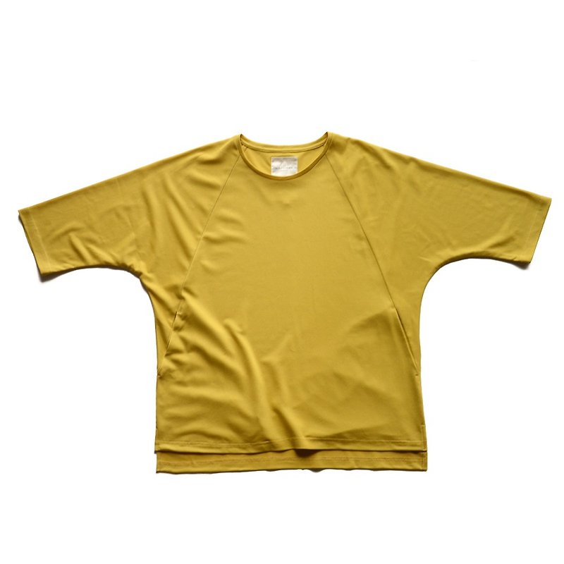 日本 纸纤维 拉克兰袖 口袋 T恤 - 男装上衣/T 恤 - 纸 黄色