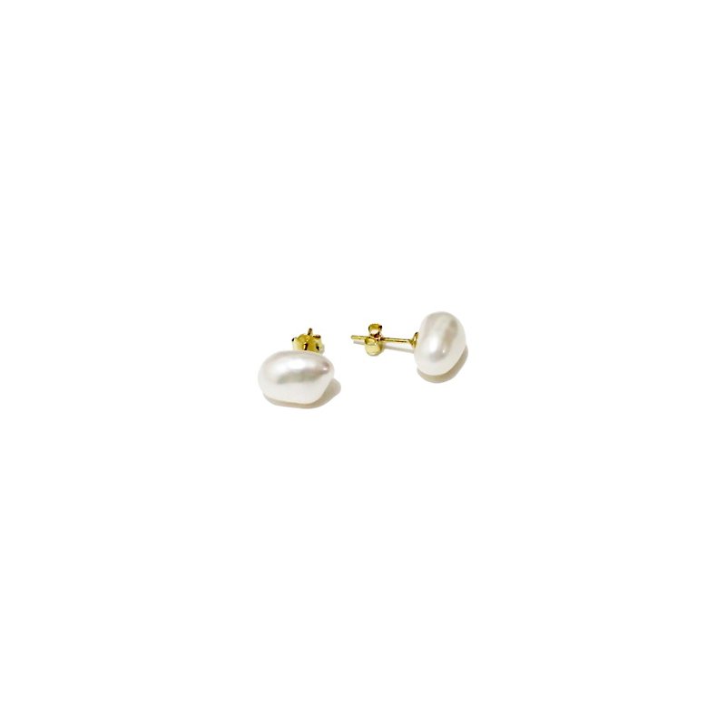不规则淡水珍珠纯银耳环 (银/玫瑰金/18k金) | 珍珠系列 - 耳环/耳夹 - 其他金属 白色