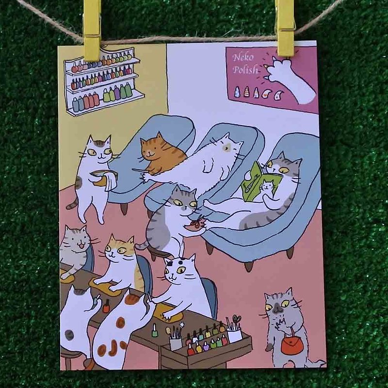 3猫小铺猫咪插画明信片(画家:猫小姐) –彩绘猫爪 - 卡片/明信片 - 纸 