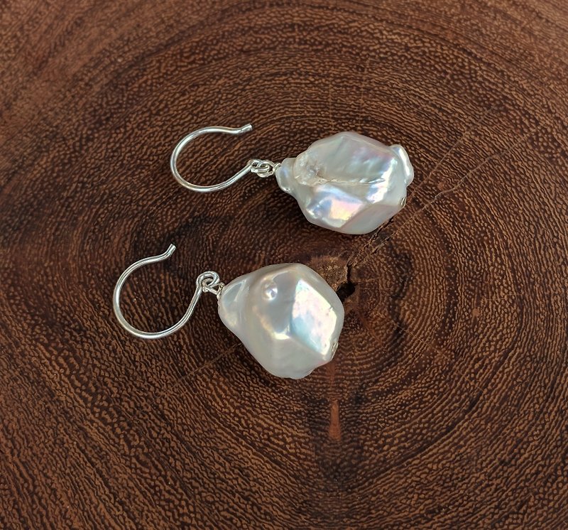 纯银变形珍珠耳环 - 耳环/耳夹 - 其他金属 