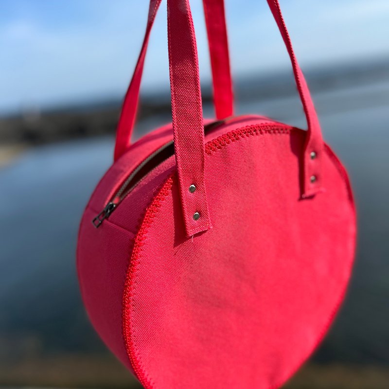 圆形包_复古红 - 手提包/手提袋 - 其他材质 红色