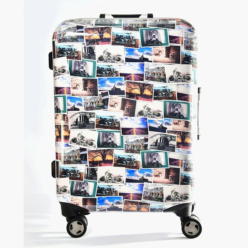 自由旅行风-手工印纹时尚铝框20寸行李箱/旅行箱 - 行李箱/行李箱保护套 - 铝合金 