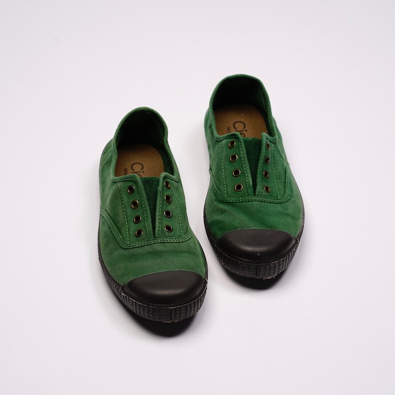 西班牙帆布鞋 CIENTA U70777 60 绿色 黑底 洗旧布料 大人 - 女款休闲鞋 - 棉．麻 绿色