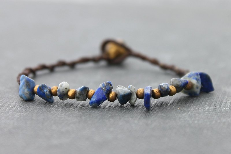 珠子编织手链Lapis简单的肮脏的石头 - 手链/手环 - 半宝石 蓝色