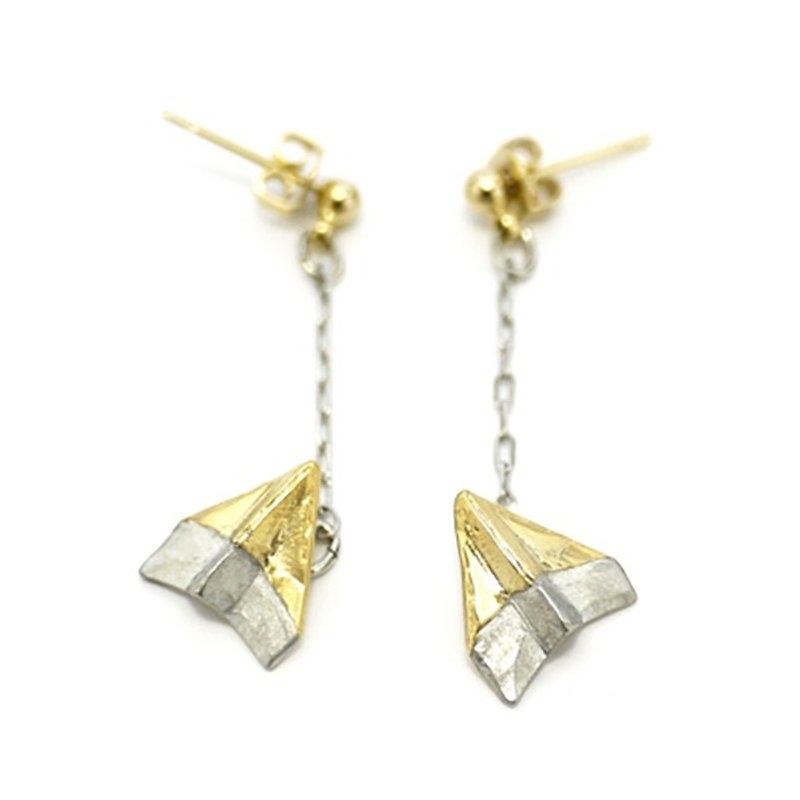 Origami Plane Earrings 紙ヒコーキピアス/ピアス　PA323 - 耳环/耳夹 - 其他金属 金色