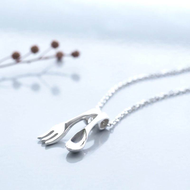 Miniature スプーン & フォーク ネックレス シルバー925 - 项链 - 其他金属 银色