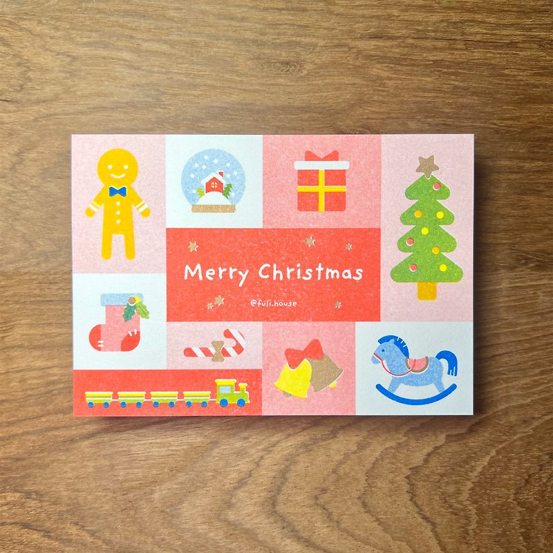 圣诞贺卡 孔版四色印刷 - 卡片/明信片 - 纸 红色