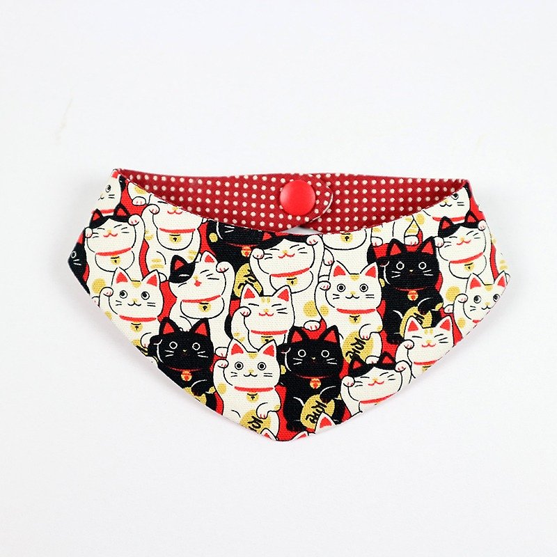 宠物领巾 猫领巾 三角巾 - 招财猫(红) - 项圈/牵绳 - 棉．麻 红色