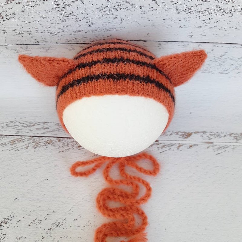 Tiger newborn bonnet knitting pattern - 编织/刺绣/羊毛毡/裁缝 - 其他材质 