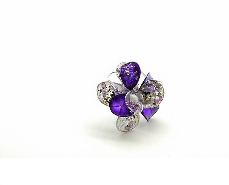 华丽摇滚树脂耳环-金属紫色［一对］ - 耳环/耳夹 - 塑料 紫色