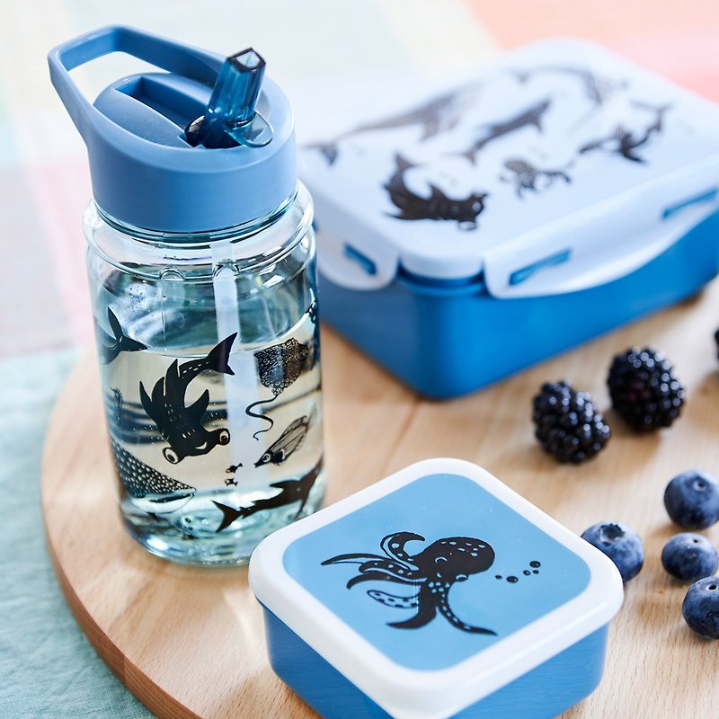 荷兰Petit Monkey 儿童水杯400ml-单宁蓝黑白动物 - 儿童餐具/餐盘 - 塑料 