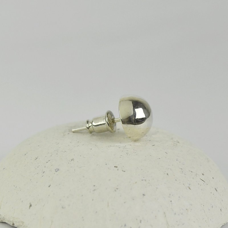 大圆珠耳环(单只贩售) 纯银 - 耳环/耳夹 - 纯银 银色