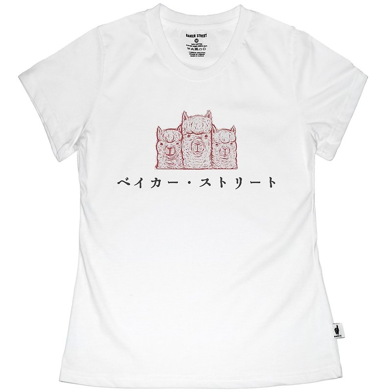 【英国 Baker Street 贝克街】女装 - 纯棉短袖T - 刻印日文D款 - 女装 T 恤 - 棉．麻 白色