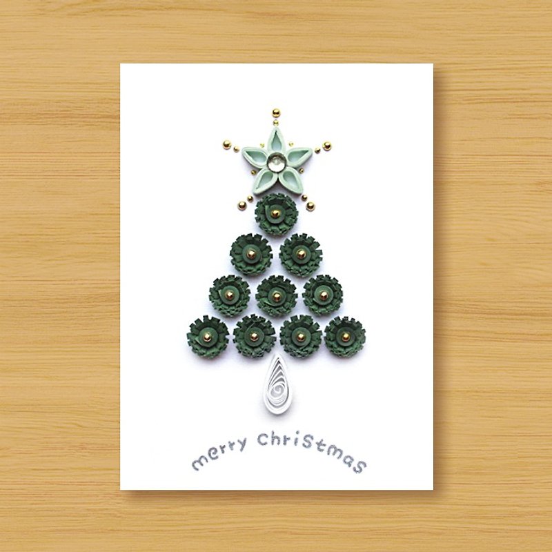 手工卷纸立体卡片 _ 典雅祝福圣诞树 ..... 圣诞卡 - 卡片/明信片 - 纸 绿色