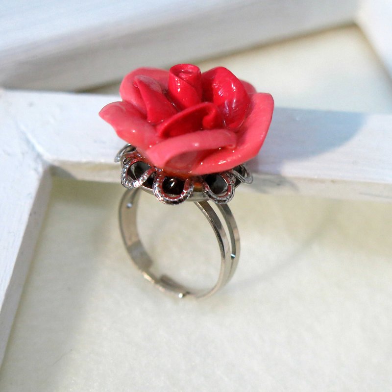 红玫瑰 -    戒指 - 戒指 - 其他材质 红色